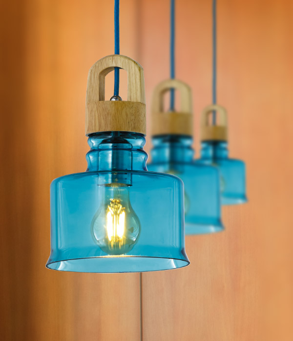 헨리글라스 1등 펜던트 식탁등 [청색/갈색]