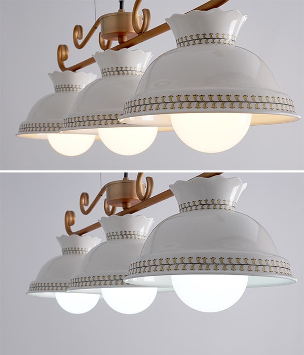 티아라 도자기 클래식 3등 펜던트전등 식탁등